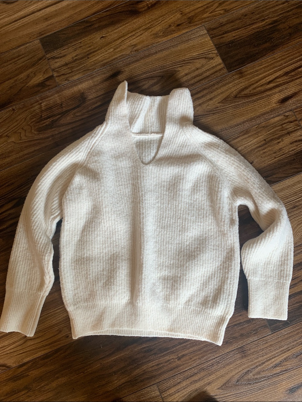 SHEIN Cream Cutout Turtleneck Sweater